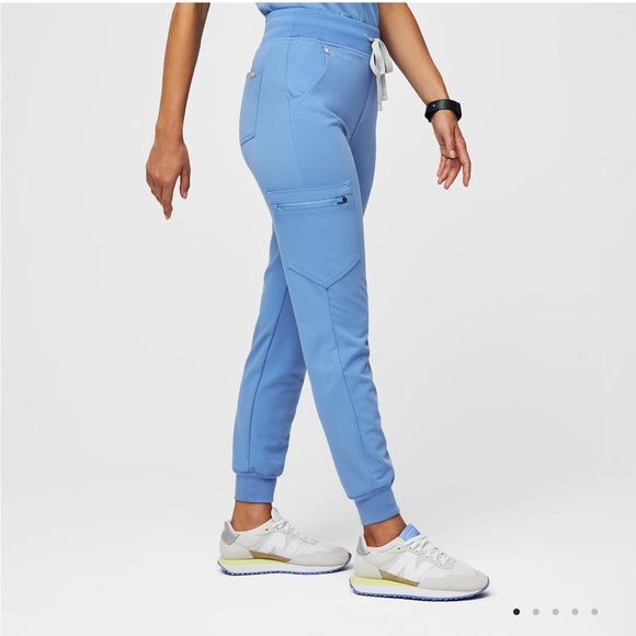 Figs Ceil Blue High Waisted Zamora Jogger Scrub Pants - Picture 1 of 4